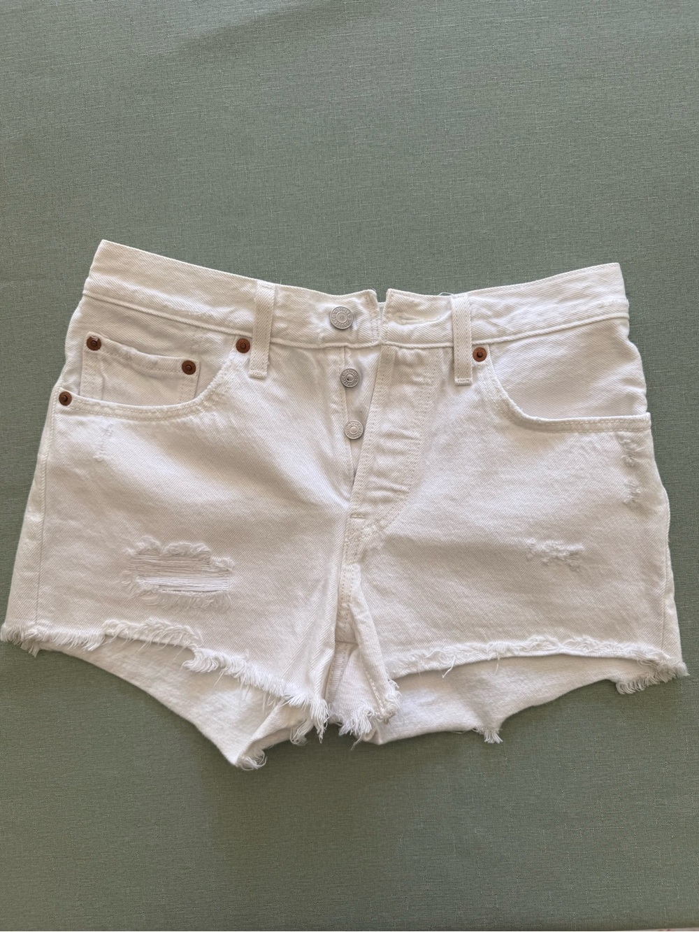 White Distressed Levi Shorts